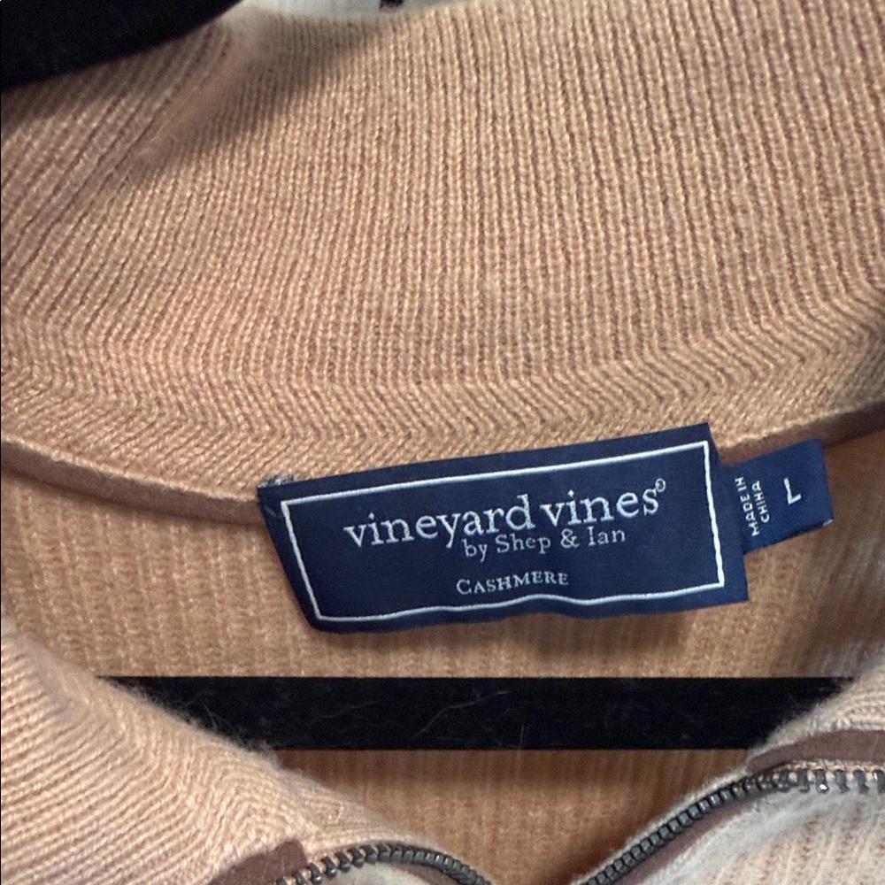 Vineyard Vines Camel Cashmere Zip Sweater